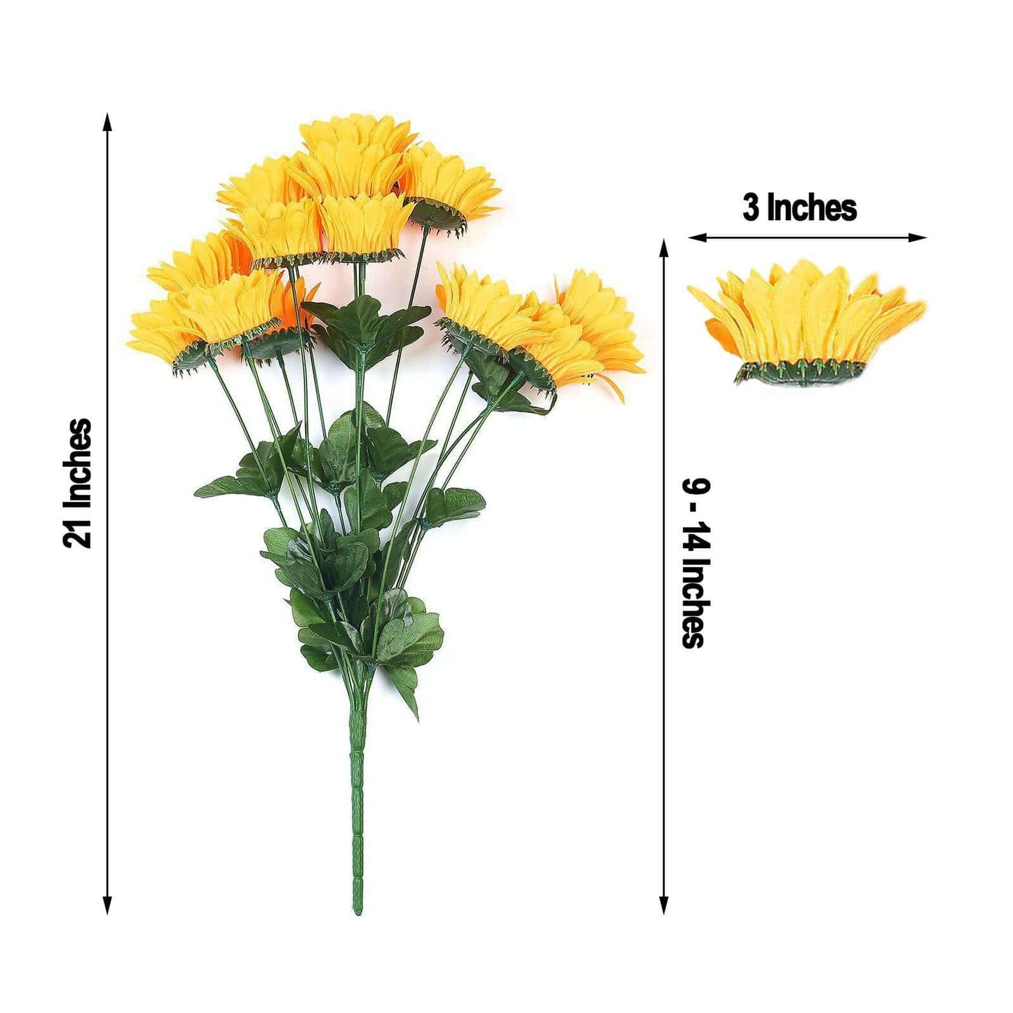 5 Bushes 70 Yellow Artificial Silk Blossomed Sunflowers Vase Decor