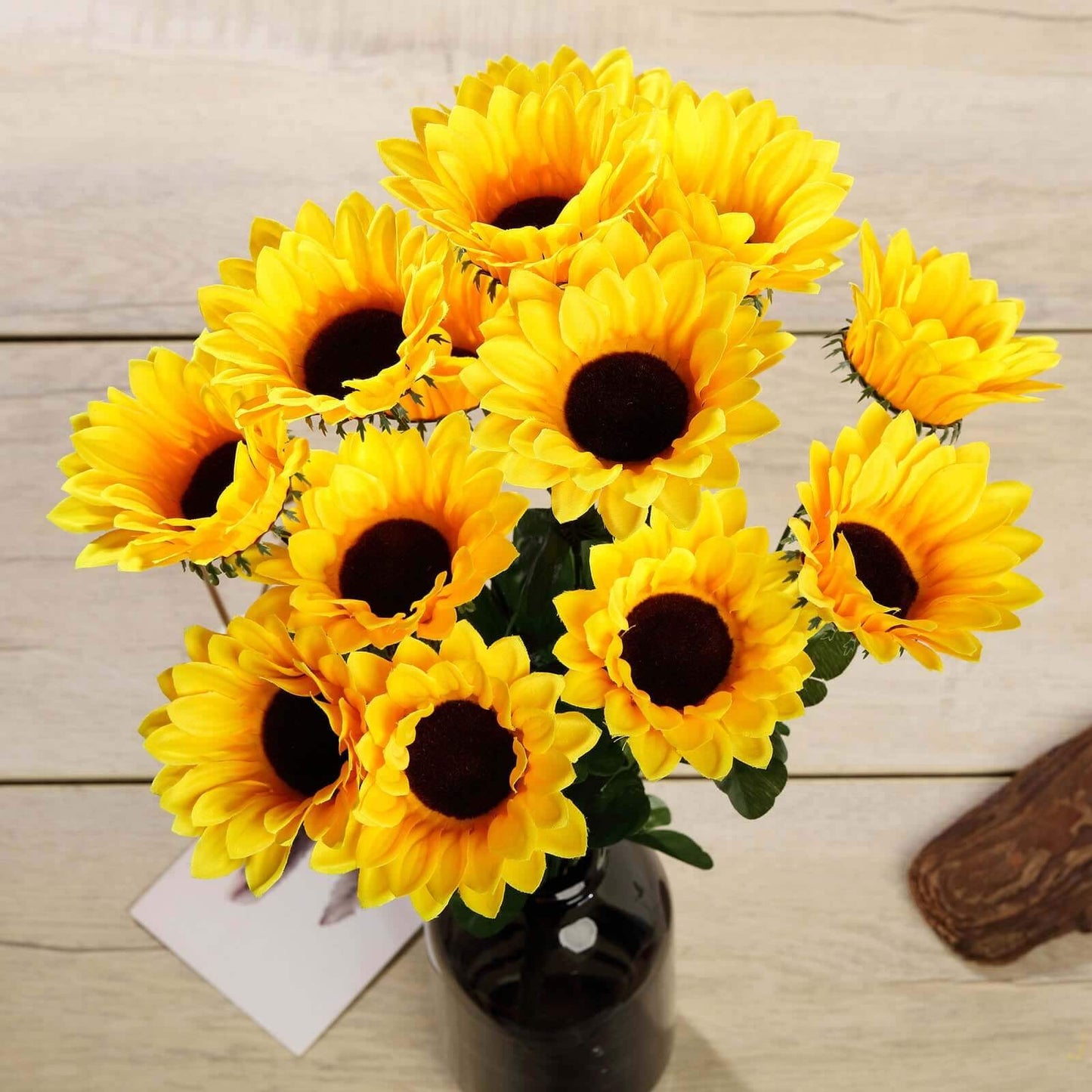 5 Bushes 70 Yellow Artificial Silk Blossomed Sunflowers Vase Decor