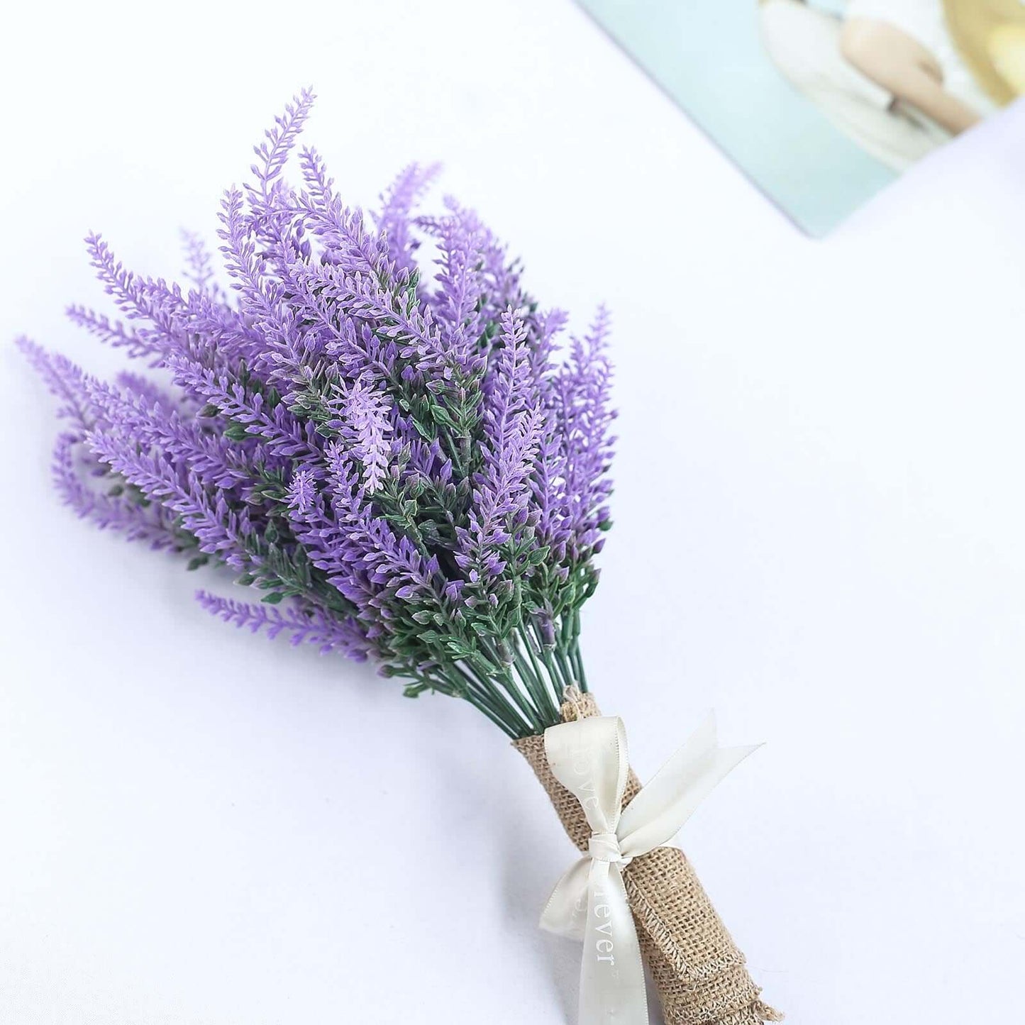 4 Bushes Artificial Lavender Lilac Flower Plant Stems Greenery Bouquet 14"