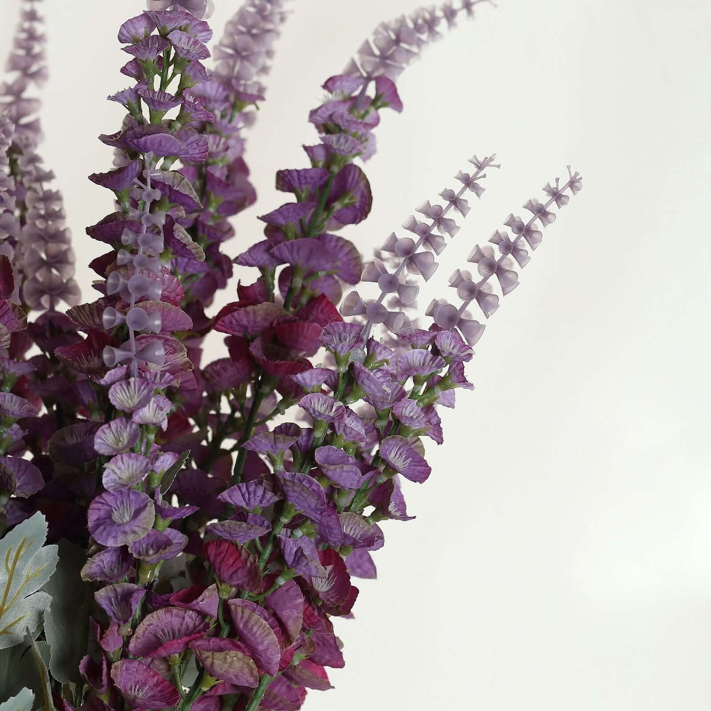 2 Bushes Lavender Lilac Artificial Foxglove Orchid Flower Bouquet Stem - Silk Flower Branch Spray 34"