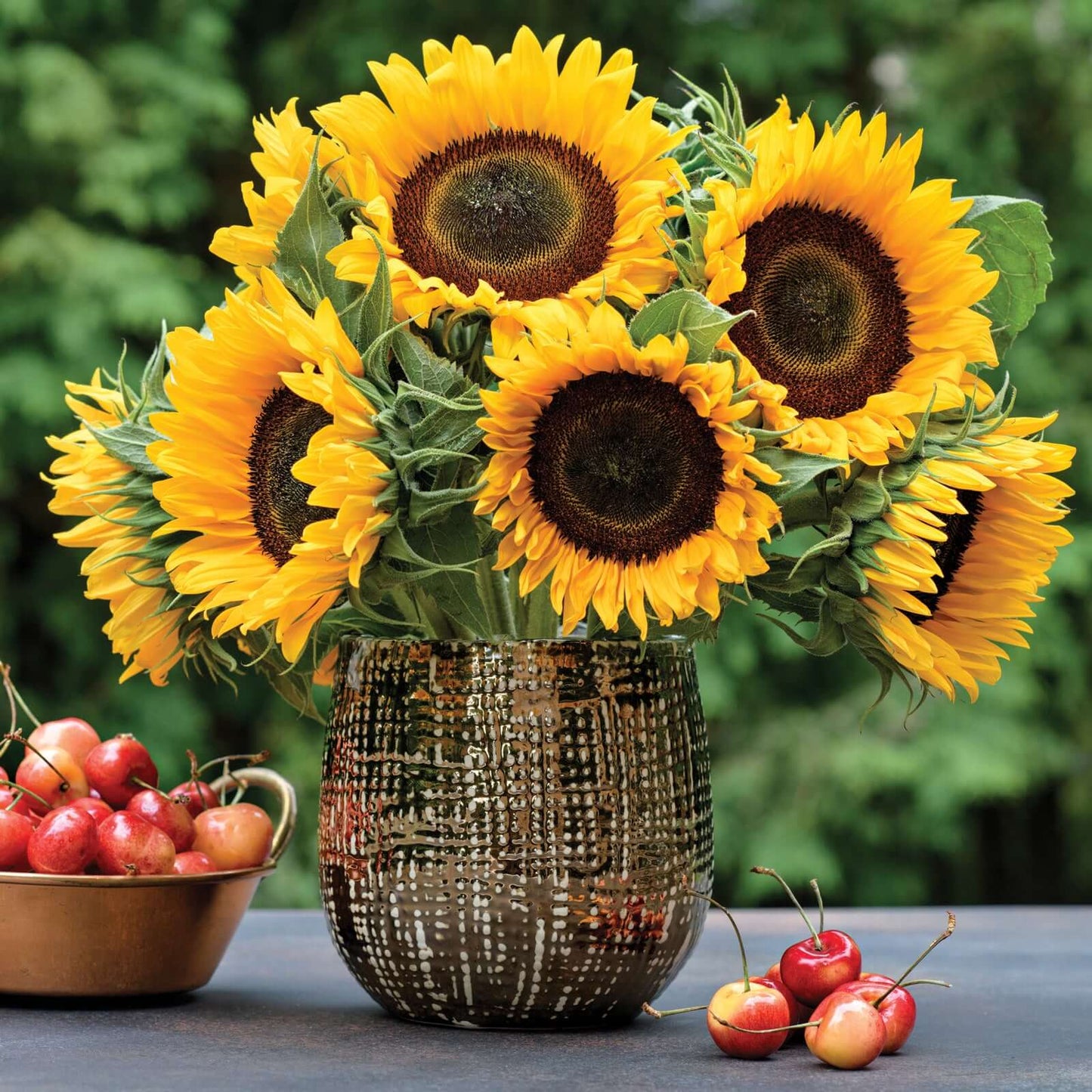 3 Stems Yellow Artificial Silk Sunflower Flower Bouquet Branches 17"