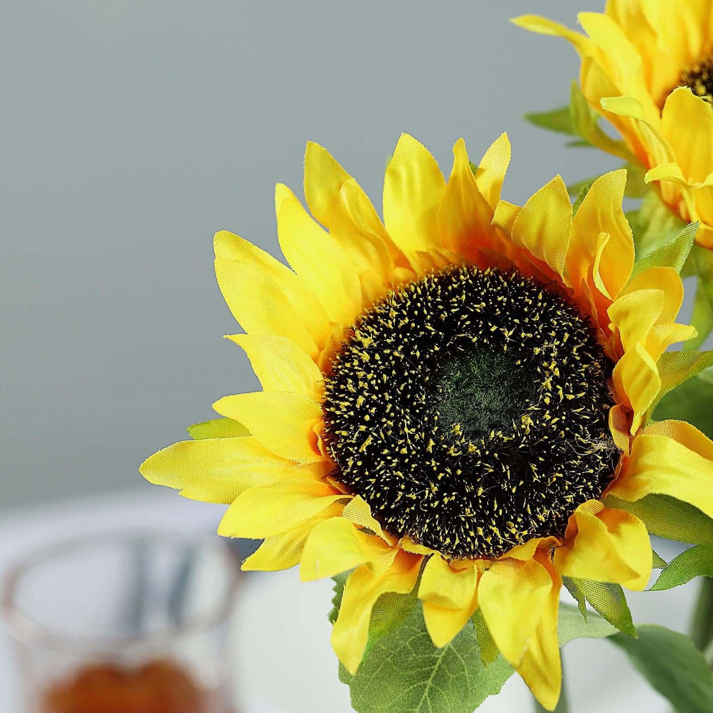 3 Stems Yellow Artificial Silk Sunflower Flower Bouquet Branches 17"