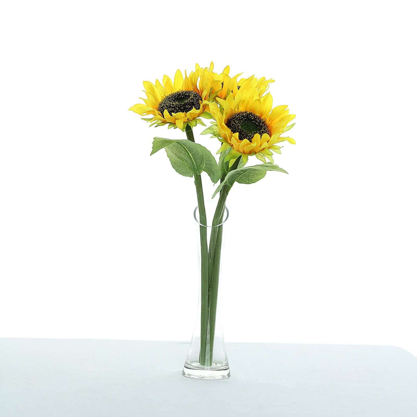 3 Stems Yellow Artificial Silk Sunflower Flower Bouquet Branches 17"